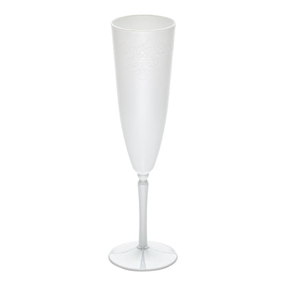 Bev Tek 4 oz White Plastic Wedding Champagne Flute - 1-Piece - 7 1/2" x 2 1/4" x 2 1/4" - 20 count box