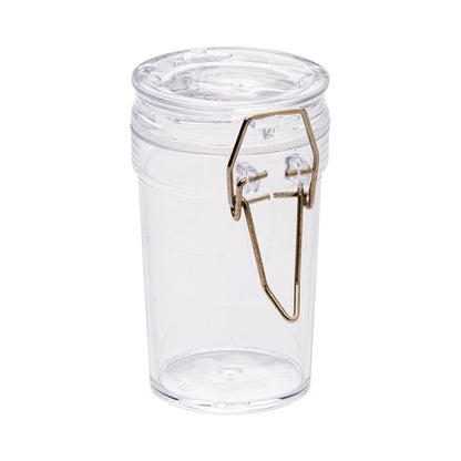 Mini Serve 3 oz Clear Plastic Nostalgic Mason Jar - Clamp Lid - 2 3/4" x 1 3/4" x 3 1/4" - 10 count box