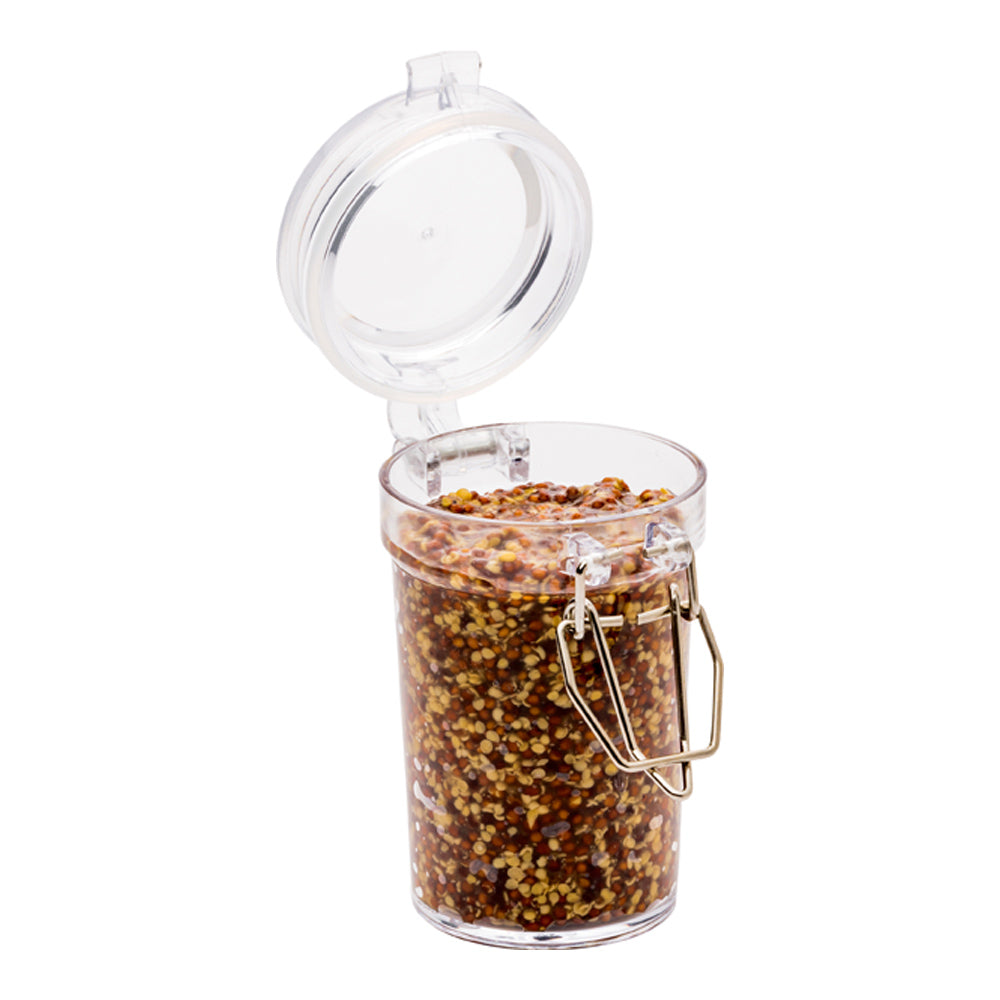 Mini Serve 3 oz Clear Plastic Nostalgic Mason Jar - with Clamp Lid - 2 1/4" x 1 3/4" x 3 1/4" - 100 count box