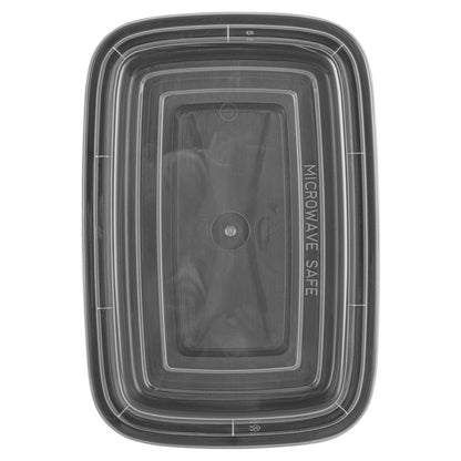 Asporto 16 oz Rectangle Black Plastic To Go Box - with Clear Lid, Microwavable - 7 3/4" x 5 1/2" x 1 1/2" - 100 count box