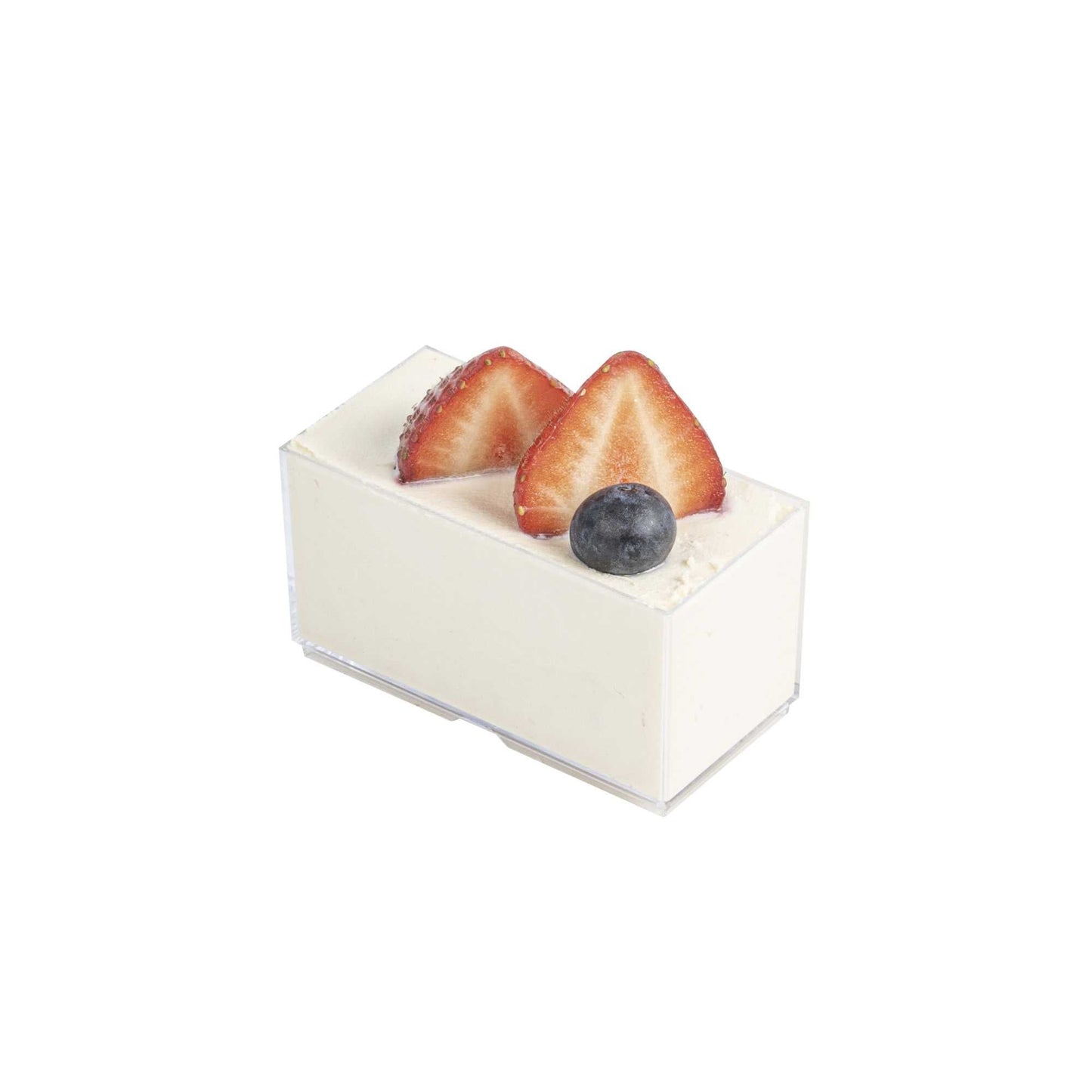 Mini Serve 3 oz Rectangle Clear Plastic Dessert Cup - Stackable - 2 3/4" x 1 1/2" x 1 1/2" - 20 count box