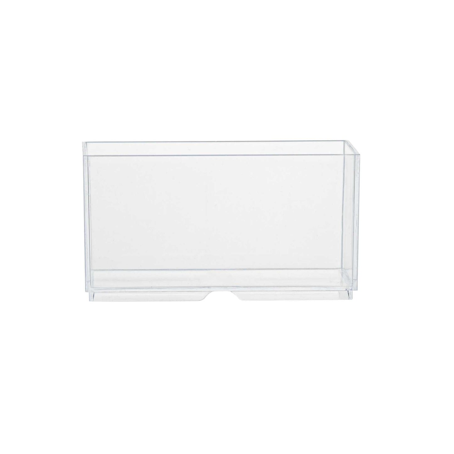 Mini Serve 3 oz Rectangle Clear Plastic Dessert Cup - Stackable - 2 3/4" x 1 1/2" x 1 1/2" - 100 count box
