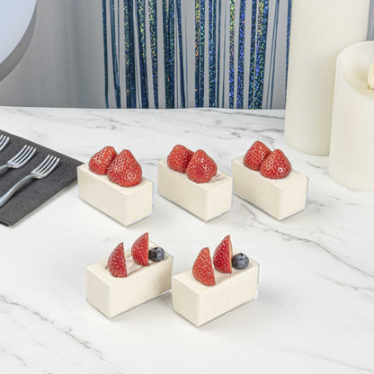 Mini Serve 3 oz Rectangle Clear Plastic Dessert Cup - Stackable - 2 3/4" x 1 1/2" x 1 1/2" - 100 count box