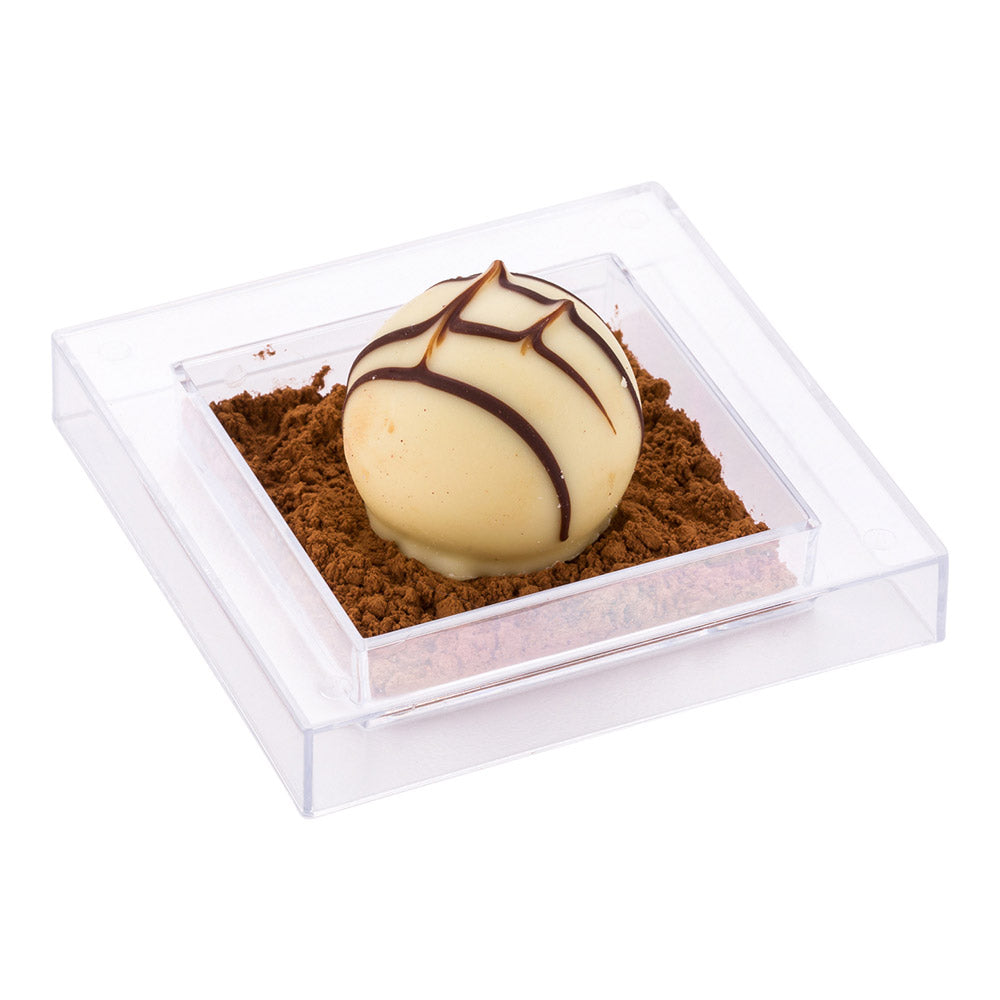 Mini Serve Square Clear Plastic Mini Cubic Plate - 2 1/2" x 2 1/2" - 20 count box