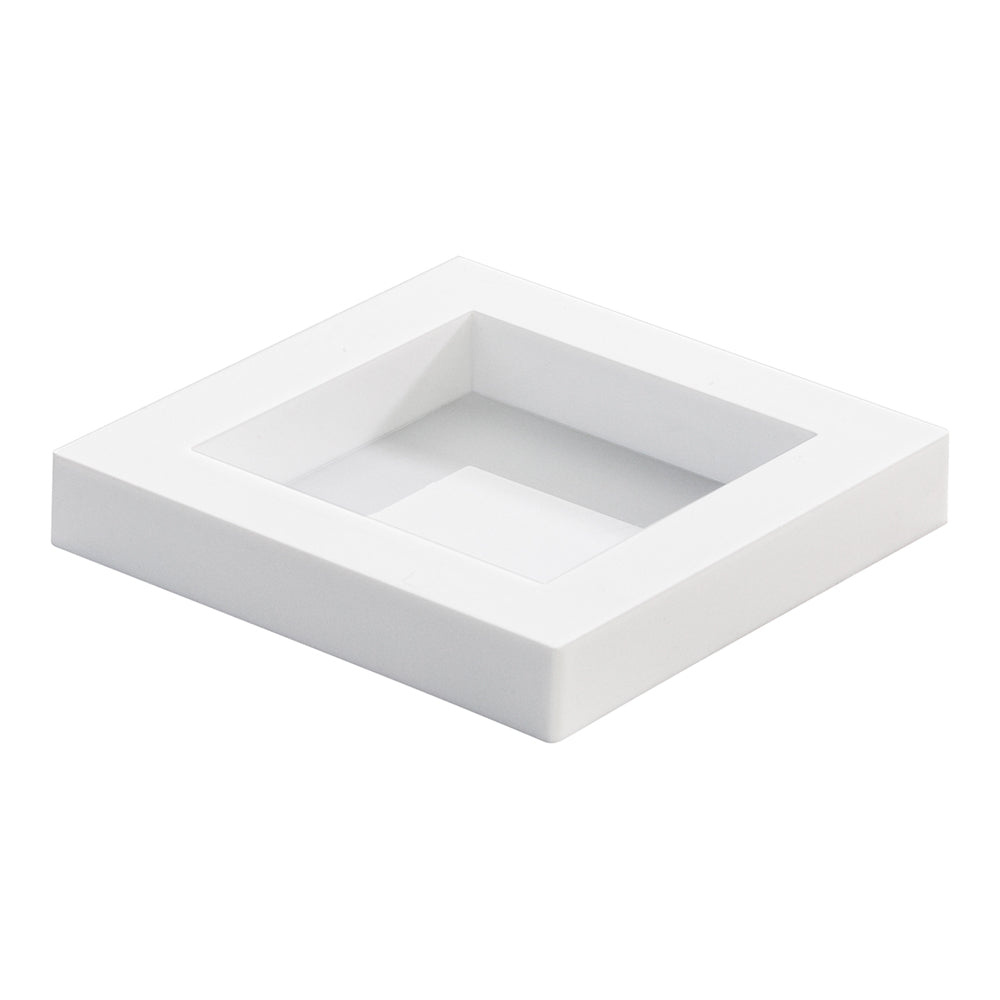 Mini Serve Square White Plastic Mini Cubic Plate - 2 1/2" x 2 1/2" - 100 count box