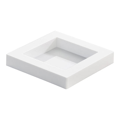 Mini Serve Square White Plastic Mini Cubic Plate - 2 1/2" x 2 1/2" - 100 count box