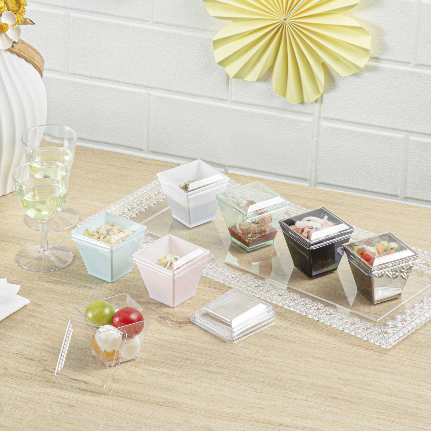 Mini Serve Square Clear Plastic Lid - Fits Mini Kova Cup - 100 count box