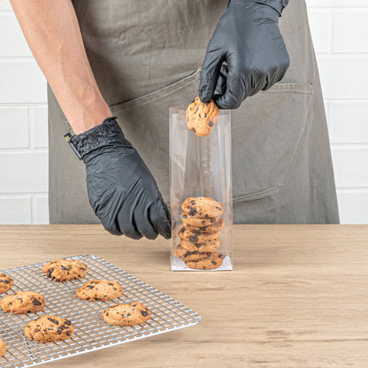 Bag Tek Clear Plastic Gusset Bag - Flat Bottom, Paper Insert, Heat Sealable - 3" x 2" x 8" - 100 count box