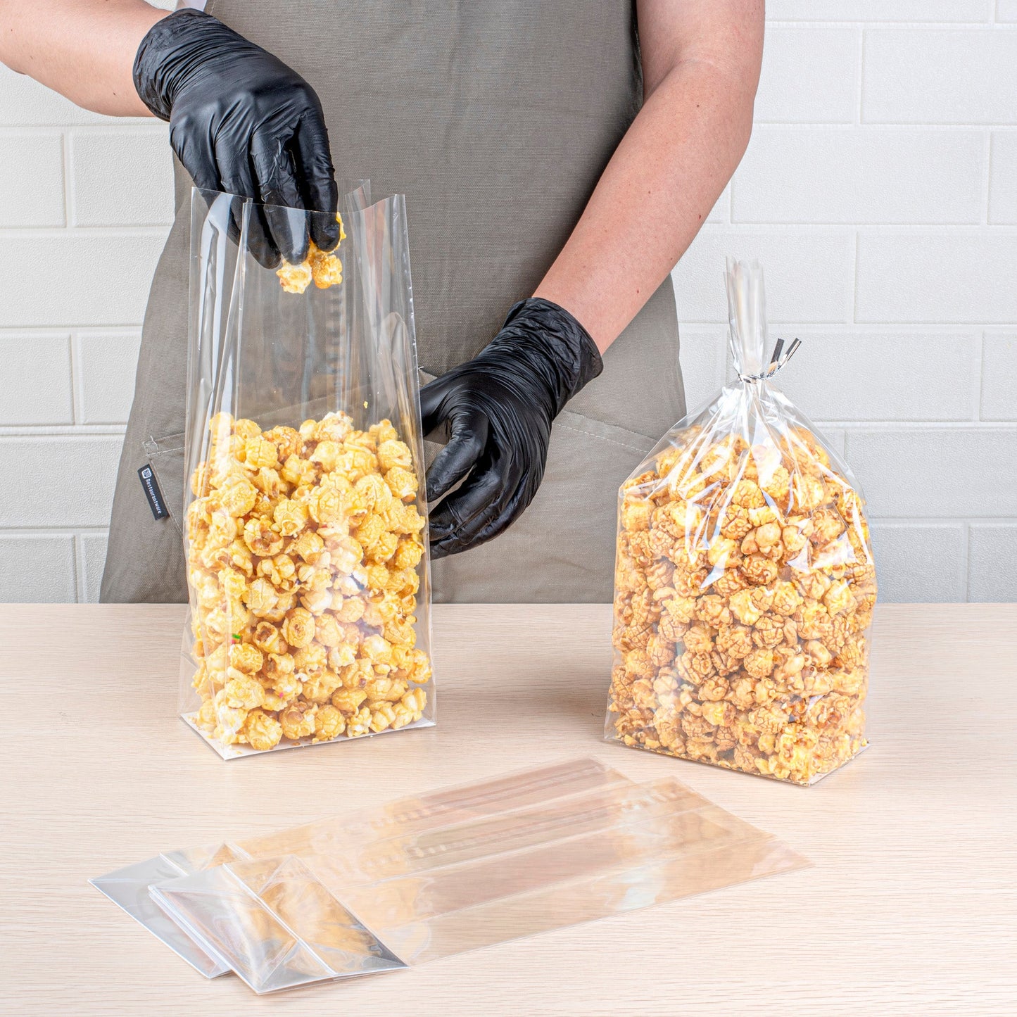 Bag Tek Clear Plastic Gusset Bag - Flat Bottom, Paper Insert, Heat Sealable - 5" x 3" x 12" - 100 count box