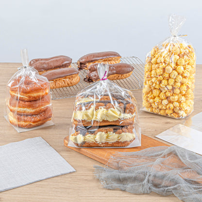 Bag Tek Clear Plastic Gusset Bag - Flat Bottom, Paper Insert, Heat Sealable - 7" x 4" x 9" - 100 count box