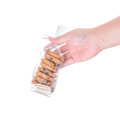 Bag Tek Clear Plastic Gusset Bag - High Clarity, Heat Sealable - 2" x 2" x 8 1/4" - 100 count box