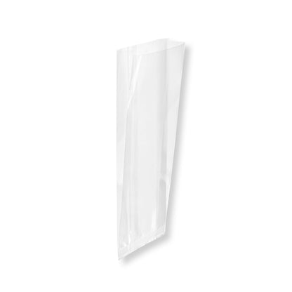 Bag Tek Clear Plastic Gusset Bag - High Clarity, Heat Sealable - 3" x 1 1/4" x 8 1/4" - 100 count box