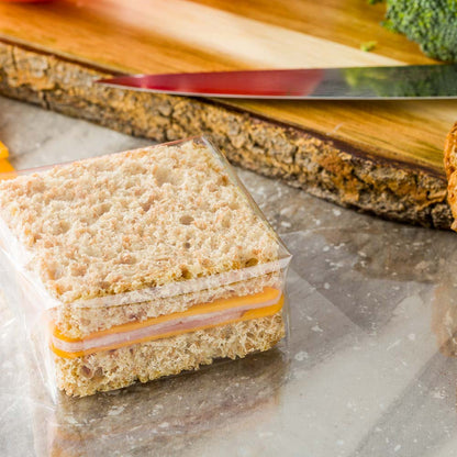 Chef 101 Clear Plastic Sandwich Wrap - High Clarity - 7" x 7" - 100 count box