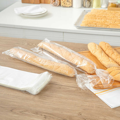 Bag Tek Clear Plastic Bread Bag - Micro-Perforated, with Wicket Dispenser - 28" x 6" - 250 count box