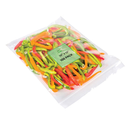 Bag Tek Clear Plastic Zip Bag - BPA-Free, High Clarity - 10" x 12" - 100 count box