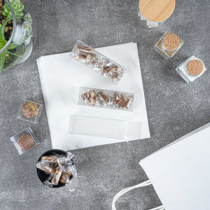 Sweet Vision Clear Plastic Candy Box - Tuck Top, with Sleeve - 1 1/2" x 1 1/2" x 4 1/4" - 100 count box