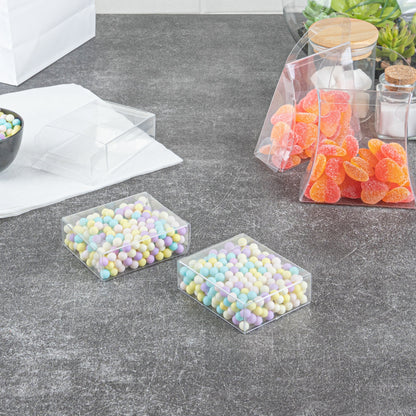 Sweet Vision Square Clear Plastic Candy Box - 2 1/2" x 1" x 3" - 100 count box