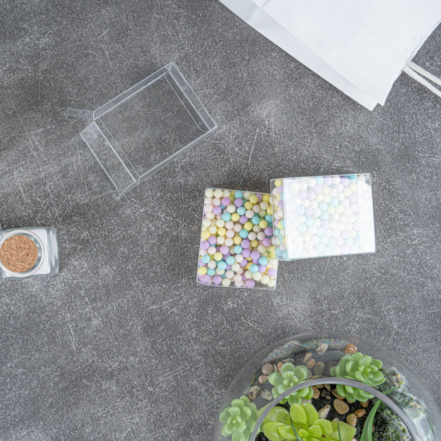 Sweet Vision Square Clear Plastic Candy Box - 2 1/2" x 1" x 3" - 100 count box