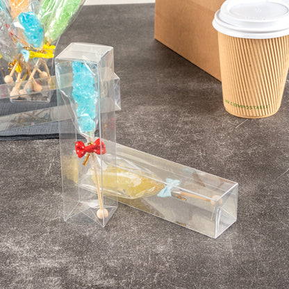 Sweet Vision Clear Plastic Favor Box - Tuck Top, Pop & Lock Bottom - 1 1/2" x 1 1/2" x 6 1/4" - 100 count box