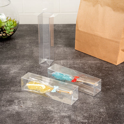 Sweet Vision Clear Plastic Favor Box - Tuck Top, Pop & Lock Bottom - 1 1/2" x 1 1/2" x 6 1/4" - 100 count box