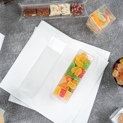 Sweet Vision Clear Plastic Favor Box - Tuck Top, Pop & Lock Bottom - 1 1/2" x 1 1/2" x 5" - 100 count box