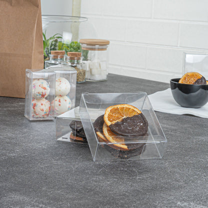Sweet Vision Square Clear Plastic Candy Box - 3 1/4" x 1 x 3 1/4" - 100 count box