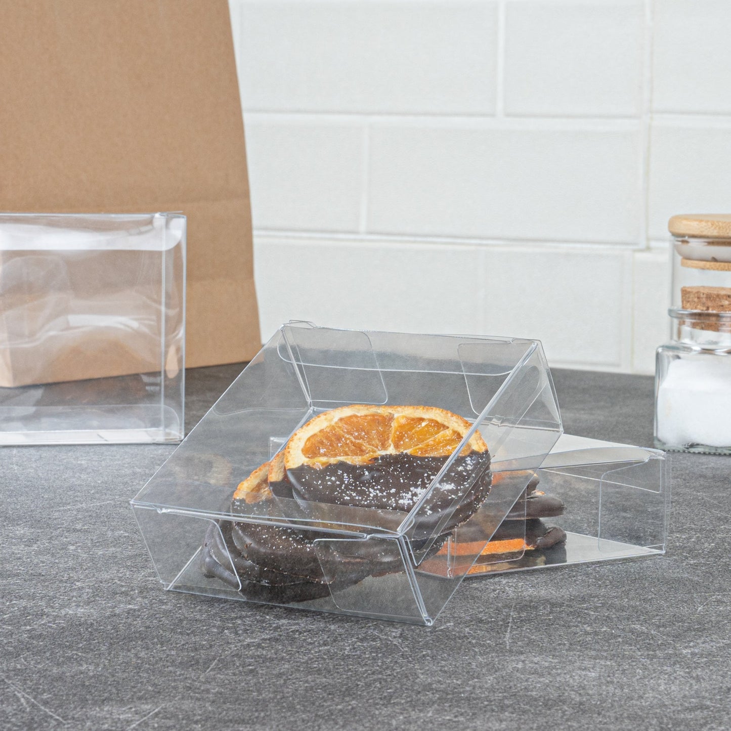 Sweet Vision Square Clear Plastic Candy Box - 3 1/4" x 1 x 3 1/4" - 100 count box