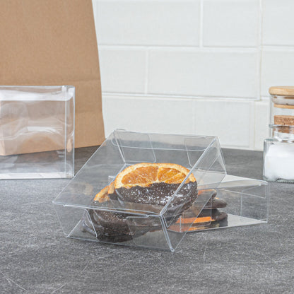 Sweet Vision Square Clear Plastic Candy Box - 3 1/4" x 1 x 3 1/4" - 100 count box