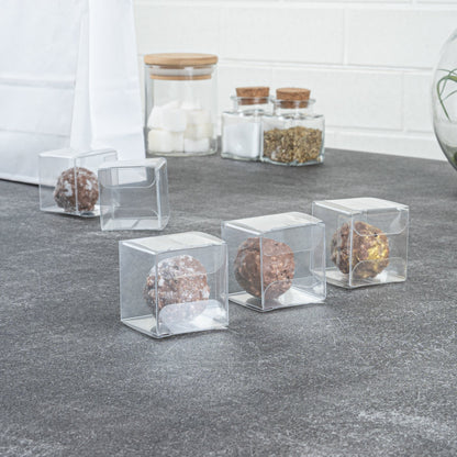Sweet Vision Cube Clear Plastic Favor Box - Folding Top - 1 1/2" x 1 1/2" x 1 1/2" - 100 count box