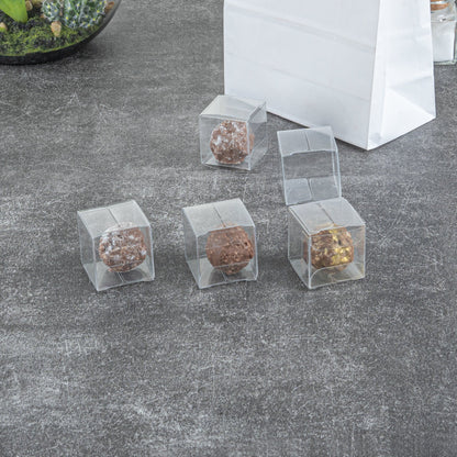 Sweet Vision Cube Clear Plastic Favor Box - Folding Top - 1 1/2" x 1 1/2" x 1 1/2" - 100 count box