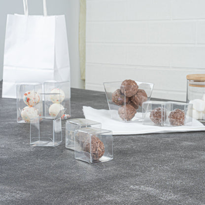 Sweet Vision Cube Clear Plastic Favor Box - Folding Top - 1 1/2" x 1 1/2" x 1 1/2" - 100 count box