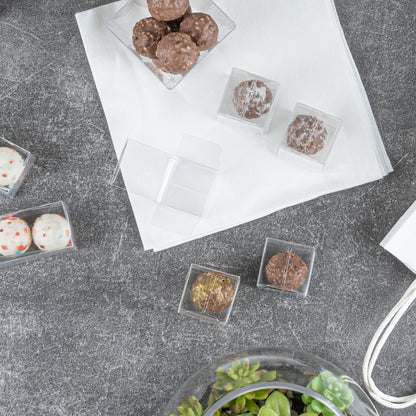 Sweet Vision Cube Clear Plastic Favor Box - Folding Top - 1 1/2" x 1 1/2" x 1 1/2" - 100 count box