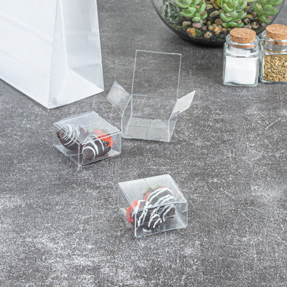 Sweet Vision Square Clear Plastic Favor Box - Folding Top - 2" x 2" x 1" - 100 count box