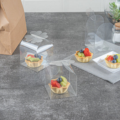 Sweet Vision Clear Plastic Gift Box - Clover Leaf Top - 2 3/4" x 2 3/4" x 2 1/2" - 100 count box