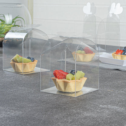 Sweet Vision Clear Plastic Gift Box - Clover Leaf Top - 2 3/4" x 2 3/4" x 2 1/2" - 100 count box