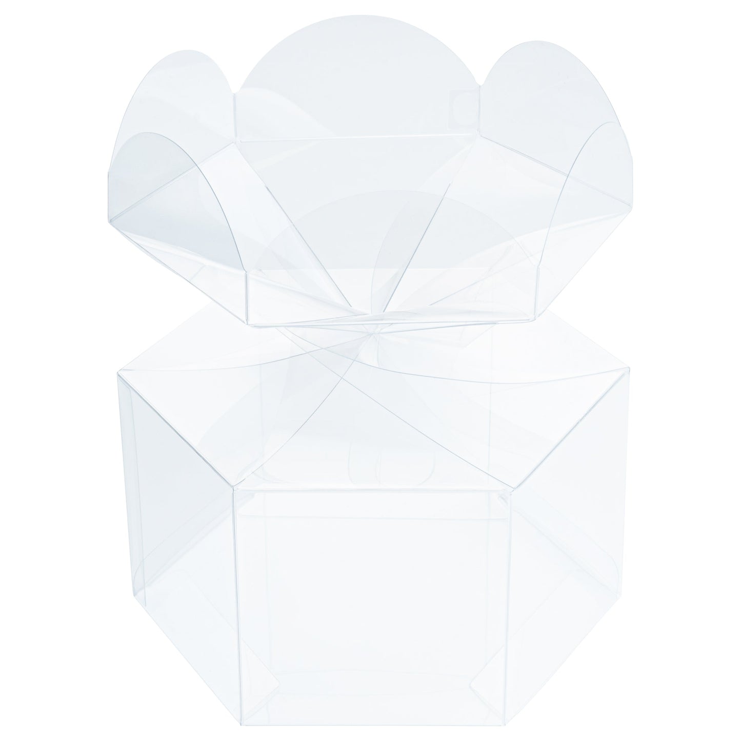 Sweet Vision Clear Plastic Gift Box - Flower Top - 6 1/2" x 7 1/2" x 7 3/4" - 100 count box