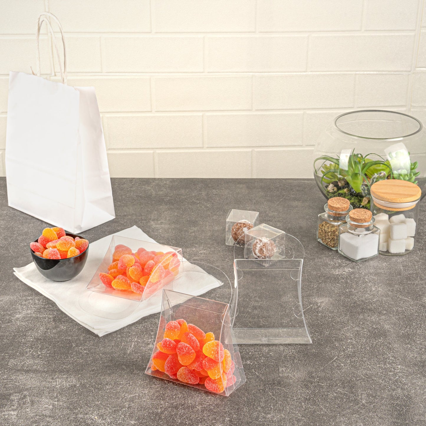 Sweet Vision Clear Plastic Purse Box - with Handle - 4" x 1 1/2" x 5 1/2" - 100 count box