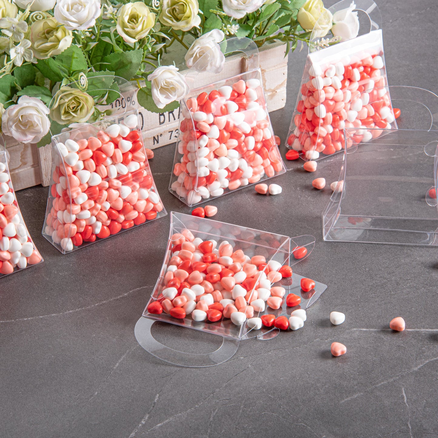 Sweet Vision Clear Plastic Purse Box - with Handle - 4" x 1 1/2" x 5 1/2" - 100 count box