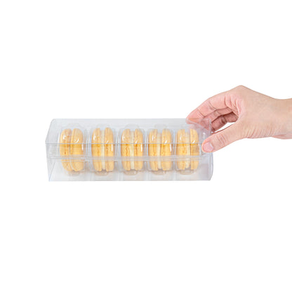 Sweet Vision Clear Plastic French Macaron Box - Fits 5 Macarons - 7 1/2" x 2 1/2" x 2" - 100 count box