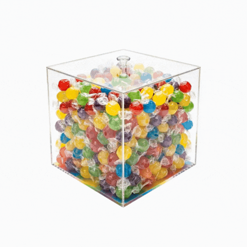 Clear Tek Clear Acrylic Large Candy Container - Display Box - 7 3/4" x 7 3/4" x 7 3/4" - 1 count box