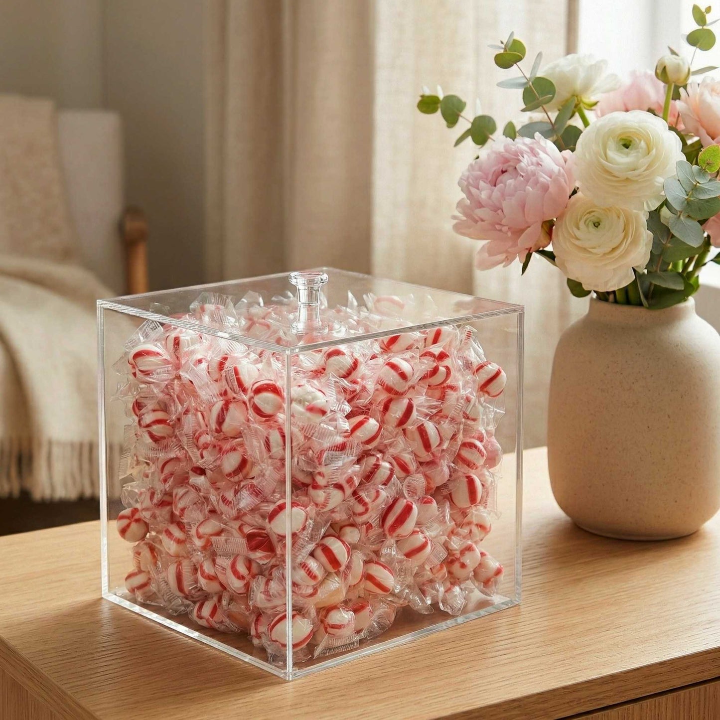 Clear Tek Clear Acrylic Large Candy Container - Display Box - 7 3/4" x 7 3/4" x 7 3/4" - 1 count box