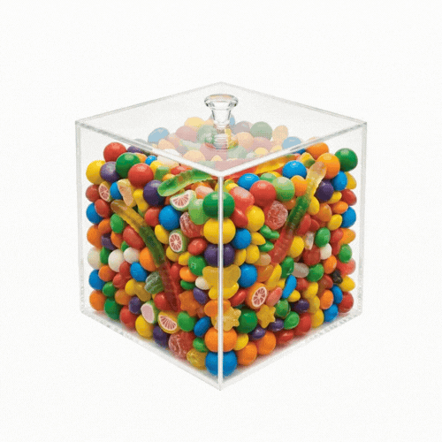 Clear Tek Clear Acrylic Medium Candy Container - Display Box - 6" x 6" x 6" - 1 count box