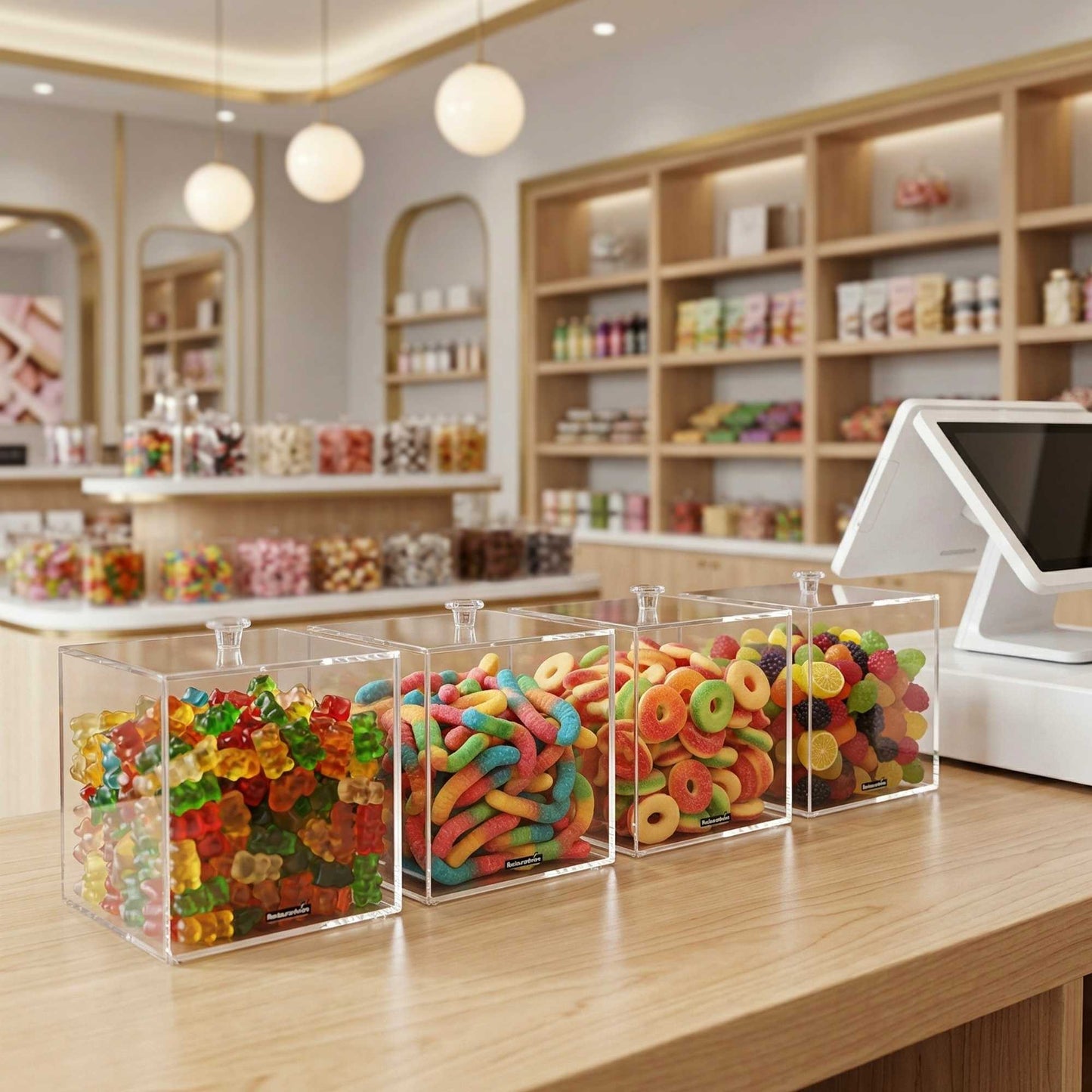 Clear Tek Clear Acrylic Medium Candy Container - Display Box - 6" x 6" x 6" - 1 count box