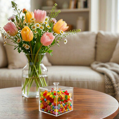 Clear Tek Clear Acrylic Small Candy Container - Display Box - 4" x 4" x 4" - 1 count box