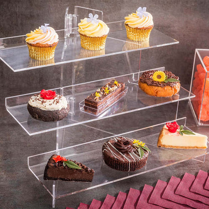 Clear Tek Clear Acrylic Buffet Stand - 3-Tier - 15 3/4" x 6" x 11 3/4" - 1 count box