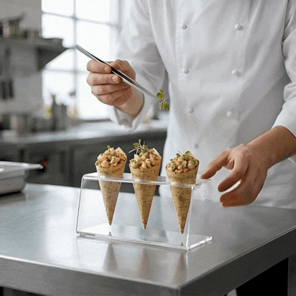 Clear Tek Clear Acrylic Ice Cream Cone Stand - 3 slots - 7" x 2 3/4" x 3 1/4" - 1 count box