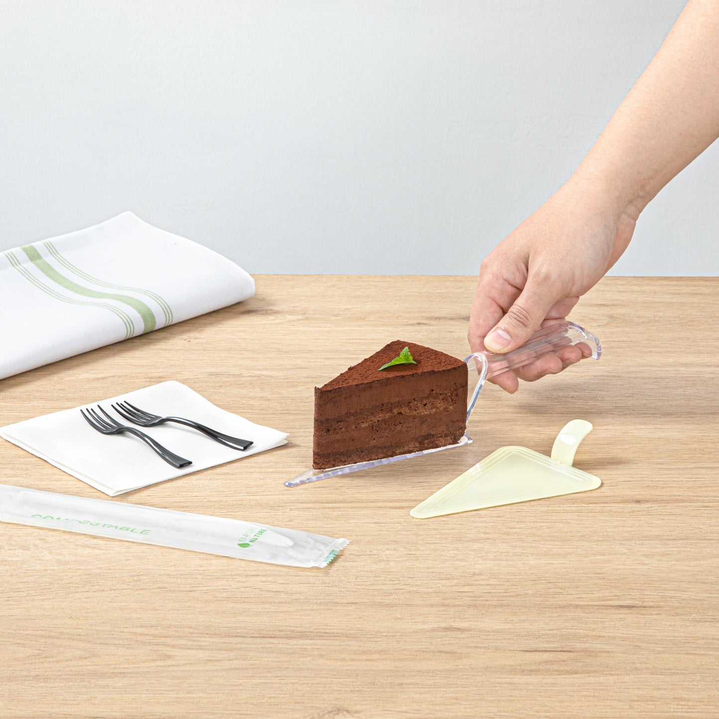 Cater Tek Clear Plastic Cake Server - Recyclable - 10" x 2" x 1" - 10 count box