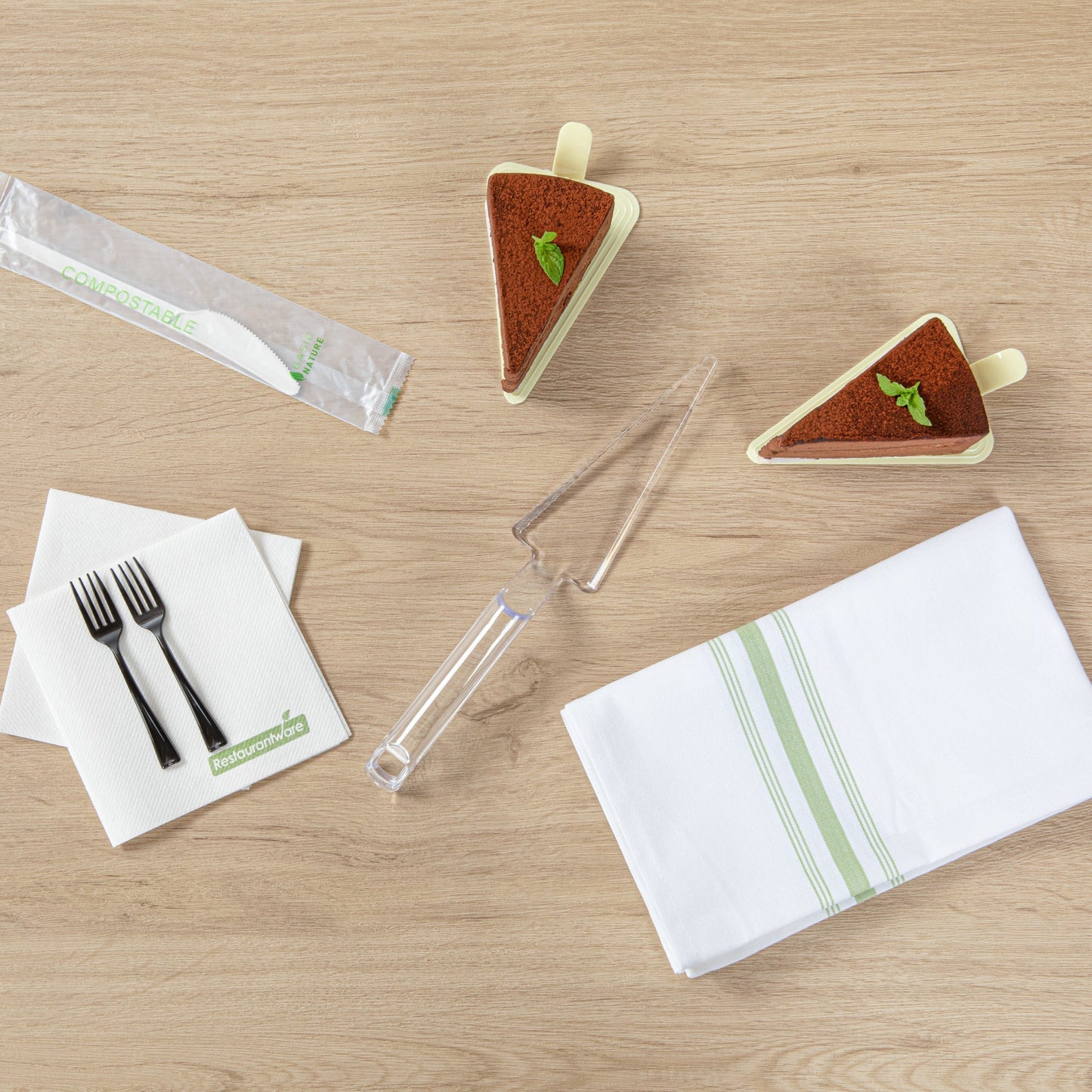 Cater Tek Clear Plastic Cake Server - Recyclable - 10" x 2" x 1" - 10 count box