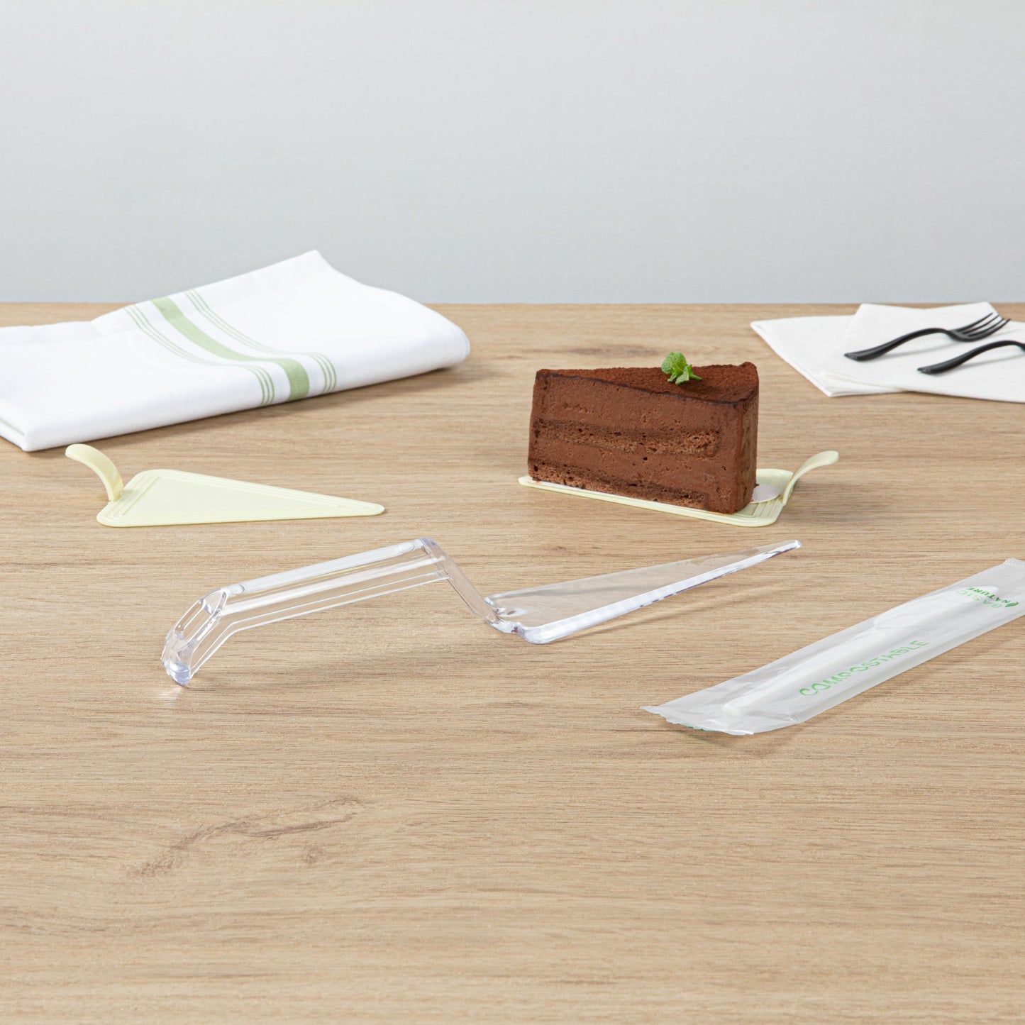 Cater Tek Clear Plastic Cake Server - Recyclable - 10" x 2" x 1" - 100 count box