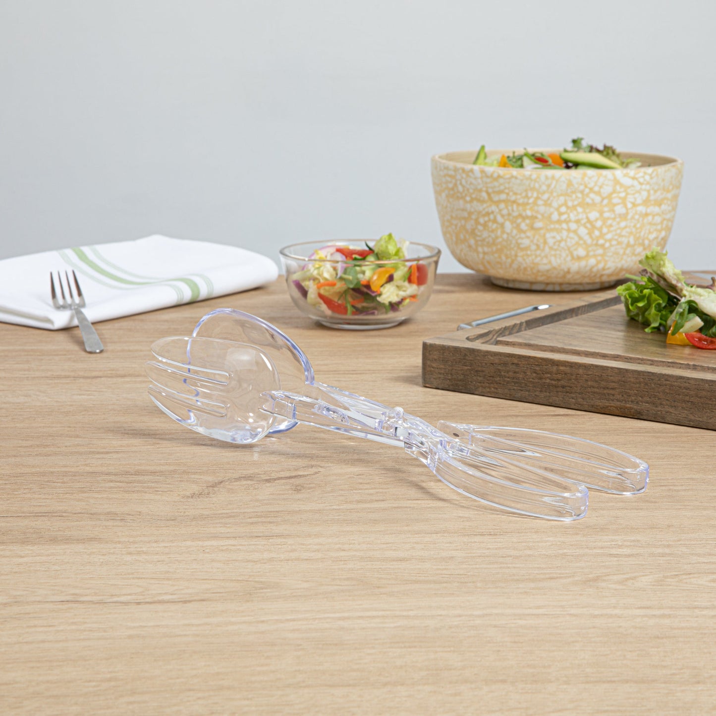Cater Tek Clear Plastic Salad Tongs - Recyclable - 11 1/2" x 2 3/4" x 2 3/4" - 100 count box